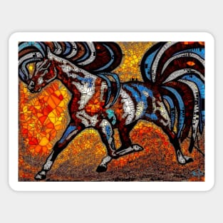 Run Pony Run Abstract Mosaic Sticker